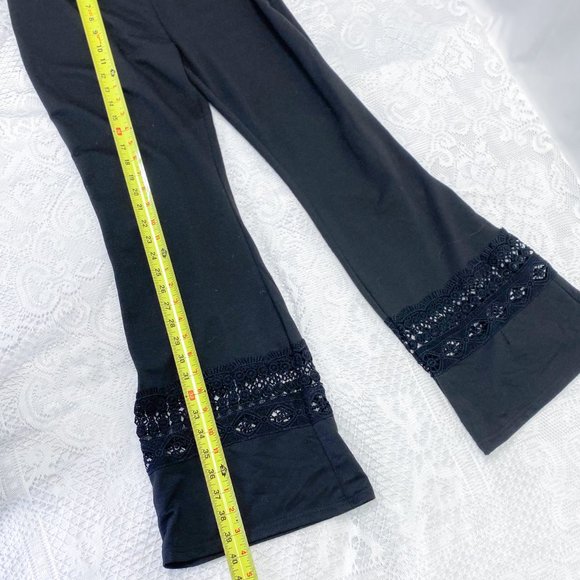 Halloween Hippie Theme Bell Bottom Black Pants Women's Large Boho Style - Picture 7 of 8